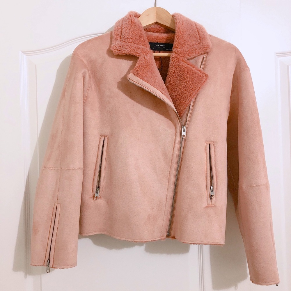 ZARA Faux Suede Shearling Jacket S